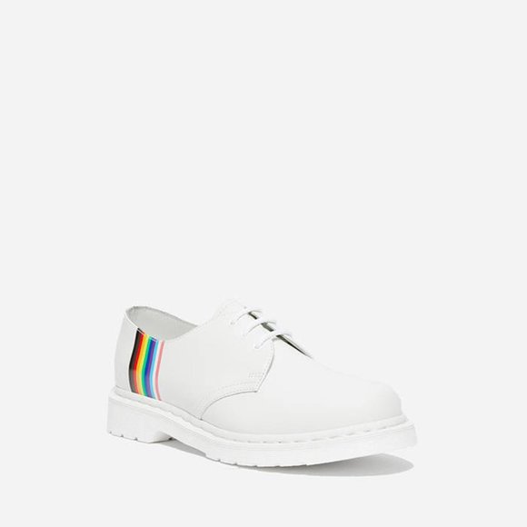 Dr Martens 1461 Pride Womens Shoes White Rainbow WHT 1461 PRIDE 025262 NEW Multi - Picture 3 of 5